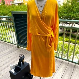 L’academie yellow wrap dress. BNWT Perfect cond